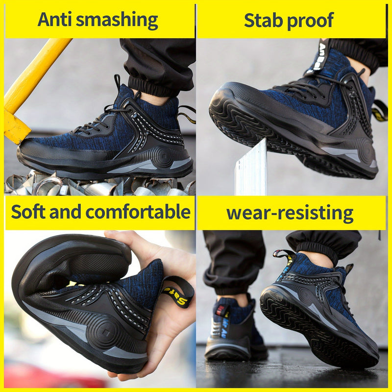 1 Par De Zapatos De Seguridad Populares Para Hombres Con Puntera De Acero, Zapatos De Trabajo Antideslizantes Antigolpes Y Antipinchazos, Zapatos De Seguridad Transpirables Resistentes Al Desgaste - SACASUSA