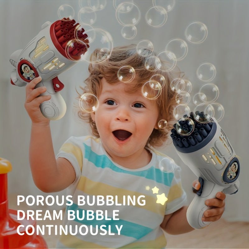 1pc Máquina De Pistolas De Burbujas Para Niños Pequeños 32 Agujeros Iluminados Creador De Burbujas Para Niños, Soplador De Burbujas Automático Para Juguetes De Verano Para Exteriores, Regalo De Favor De Fiesta De Cumpleaños - SACASUSA