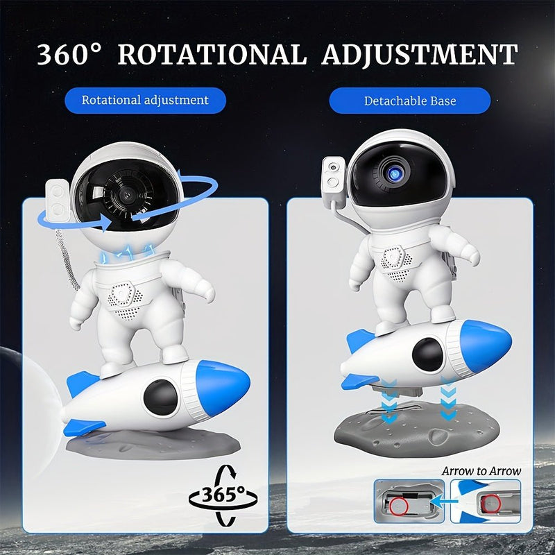 1pc Proyector De Galaxia De Astronauta Cohete Nocturno, Lámpara Y 13 Piezas De Proyector De Cielo De Película, Rotación De 360°, Planetario Doméstico, Decoración De Habitación, Luz Nocturna De Planeta Nebulosa Del Sistema Solar - SACASUSA