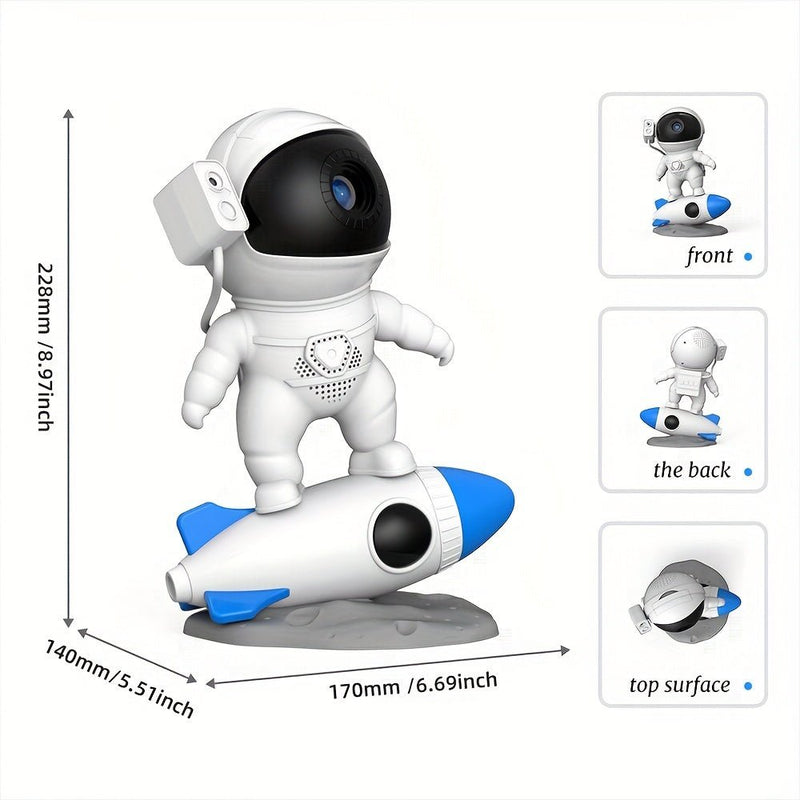 1pc Proyector De Galaxia De Astronauta Cohete Nocturno, Lámpara Y 13 Piezas De Proyector De Cielo De Película, Rotación De 360°, Planetario Doméstico, Decoración De Habitación, Luz Nocturna De Planeta Nebulosa Del Sistema Solar - SACASUSA