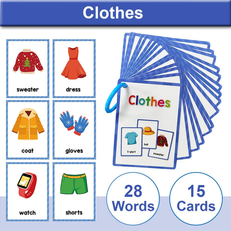 28 Palabras Ropa Ropa Tarjetas Flash Para Niños Vocabulario Divertido Palabras En Inglés Hogar Preescolar Materiales De Aprendizaje Para Niños Actividad Cognitiva Tarjetas De Bolsillo Montessori Juguete Educativo Para Niños - SACASUSA