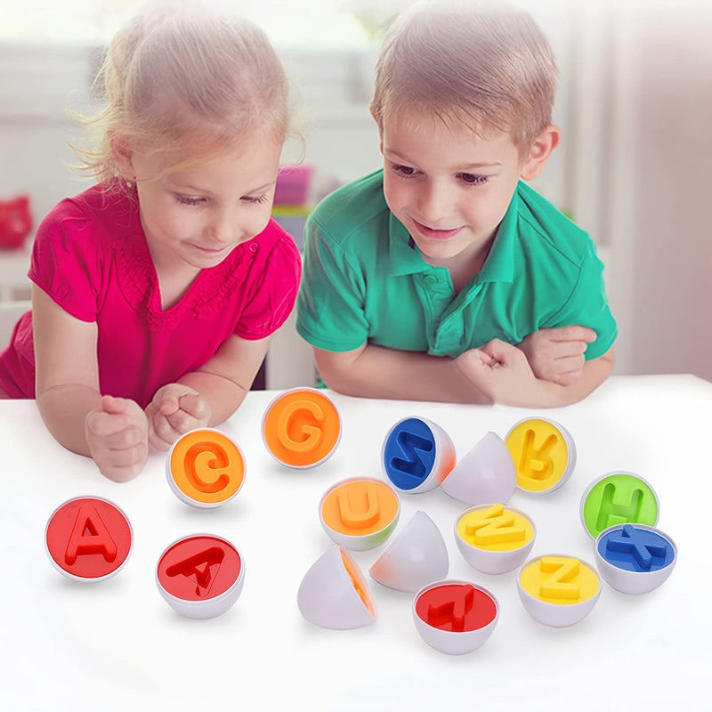 Aprende inglés: Huevos Descubrimiento ABC Montessori: Juego Interactivo de 26 Piezas de Alfabeto y Clasificación de Formas para el Aprendizaje Preescolar | Regalo Ideal de Pascua - SACASUSA