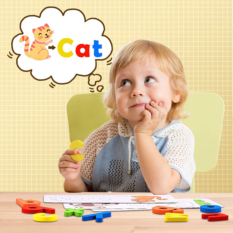 Aprende inglés: Ver y deletrear juguetes de aprendizaje, juguetes educativos para niños de 3 a 8 años, palabras de juego de letras a juego para niños, juguetes de aprendizaje preescolar, para niñas y niños de jardín de infantes - SACASUSA