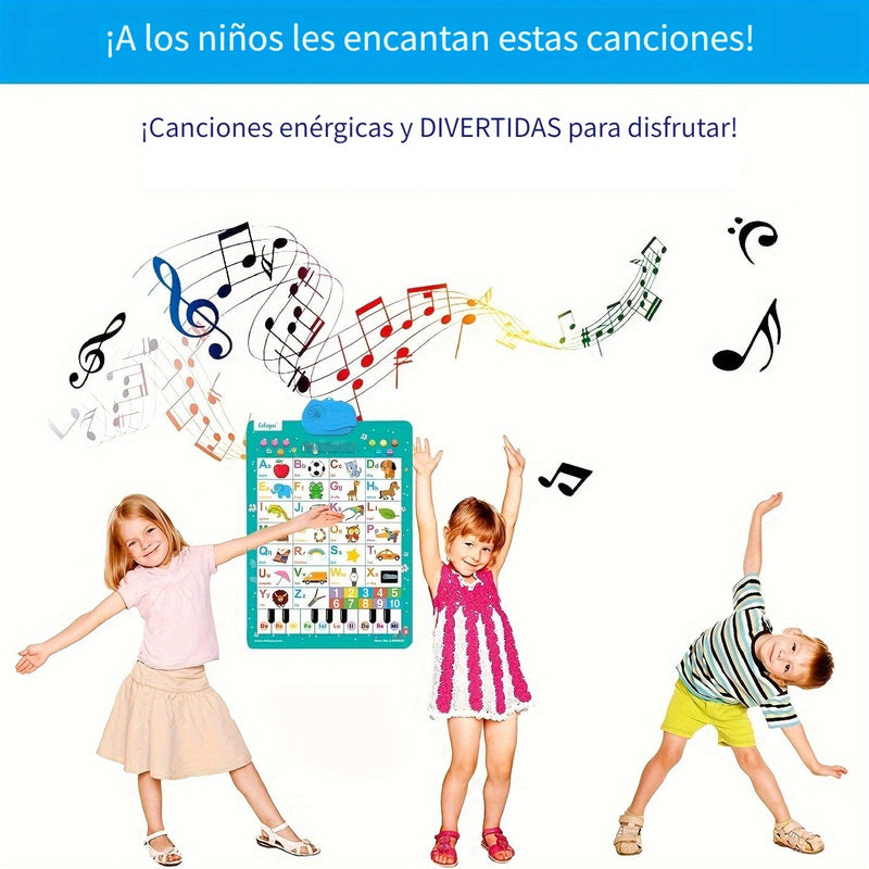 Cartel Educativo de Aprendizaje Auditivo para Preescolar: ABC, Números, Música – Póster Interactivo Seguro, Regalo Perfecto - SACASUSA