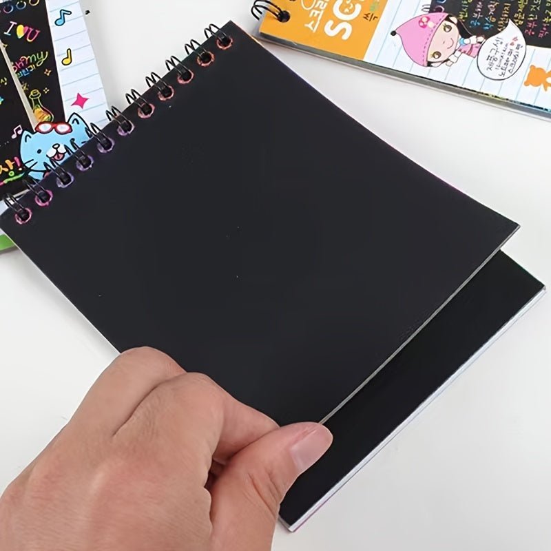 Cuaderno De Arte Para Dibujo, Garabateo.Hojas Negras Para Pintura De Colores Arcoiris. Edad: 3+ - SACASUSA