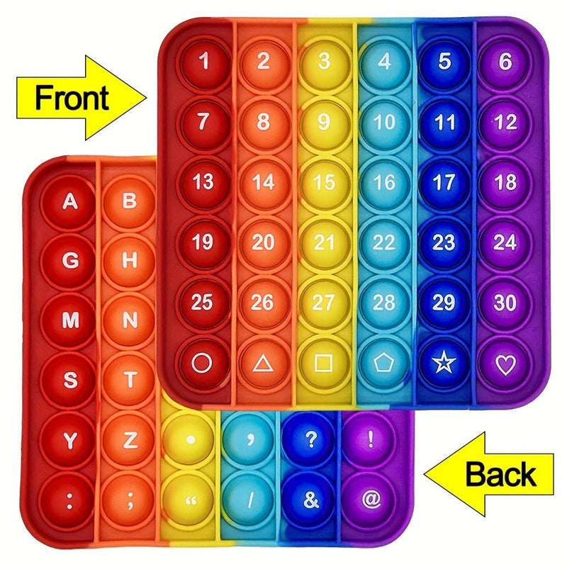 Cuadrado 2 En 1 Números Y Letras Ambos Lados Empuje Bubble Pop Fidget Juguetes, Alfabetos Matemáticas Aprendizaje Juguetes Educativos, Silicona Pop Juguetes (Front Nums Back Letters) - SACASUSA