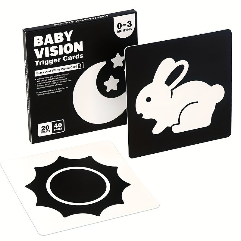 Estimula y Potencia el Cerebro del Bebé: Tarjetas Flash en Blanco y Negro de Alto Contraste para el Desarrollo Visual y Cognitivo - Regalo Ideal para Recién Nacidos - SACASUSA