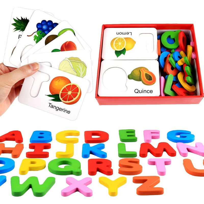 Flashcards de Madera Interactivos del Alfabeto - Juguete Educativo Montessori para Preescolares, Mejora Letramento y Habilidades Motoras, Regalo Ideal para Niños Pequeños - SACASUSA