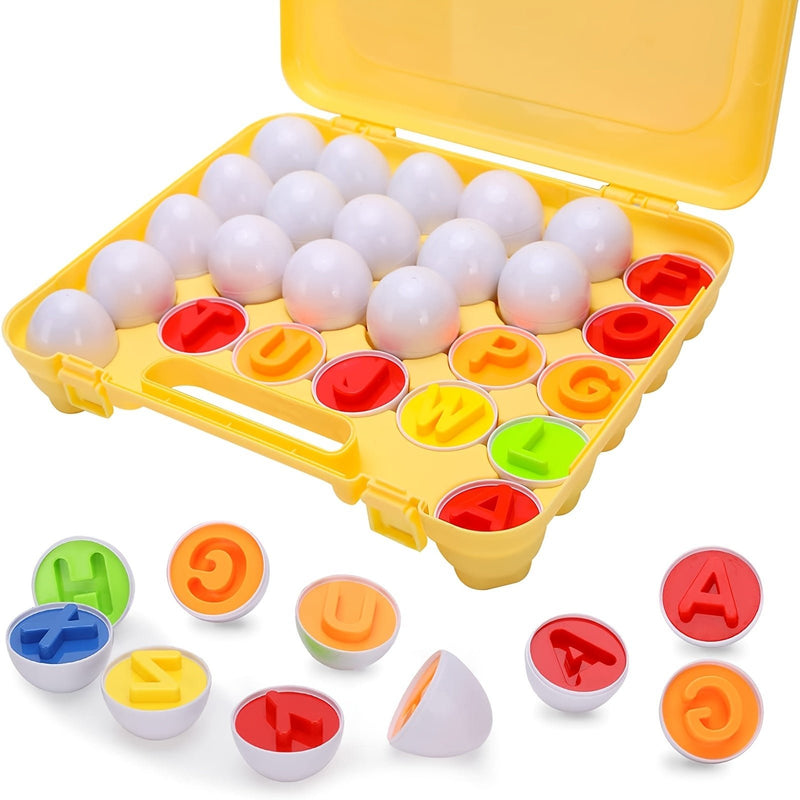 Huevos Descubrimiento ABC Montessori: Juego Interactivo de 26 Piezas de Alfabeto y Clasificación de Formas para el Aprendizaje Preescolar | Regalo Ideal de Pascua - SACASUSA