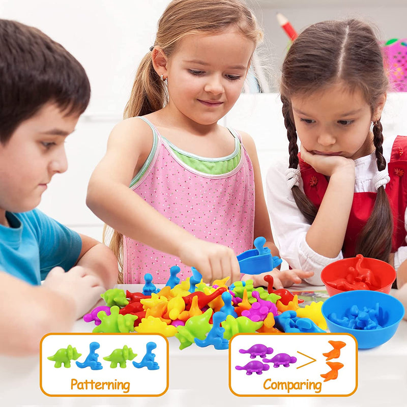 Juego de Emparejar y Clasificar Dinos - Mejora Habilidades Matemáticas/Colores - Juguete STEM para Niños 3+ - Ideal para Fiestas - SACASUSA