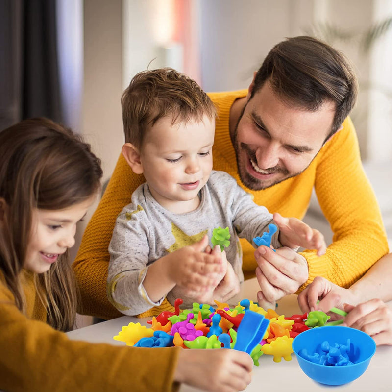 Juego de Emparejar y Clasificar Dinos - Mejora Habilidades Matemáticas/Colores - Juguete STEM para Niños 3+ - Ideal para Fiestas - SACASUSA