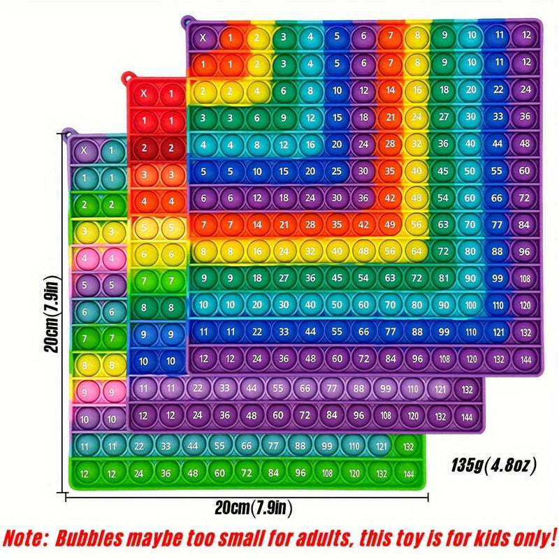 Juego De Multiplicación 12x12 De 20 Cm (7.9 Pulgadas), Juguetes De Matemáticas De Suma Pop Toys, Juegos Rápidos De Empuje Pop, Juguetes De Enseñanza De Aprendizaje De Matemáticas De Doble Cara De Silicona Para Niños - SACASUSA