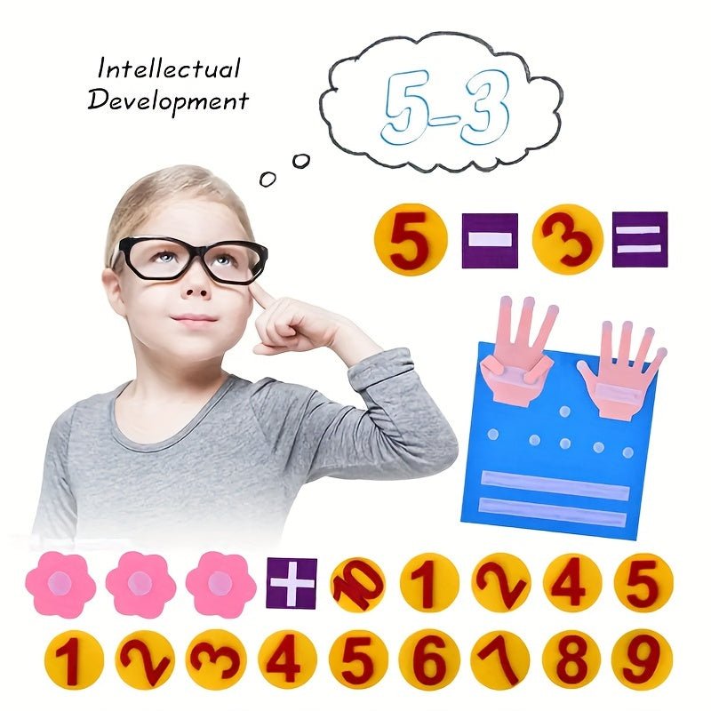 Juguetes de matemáticas con números de dedo de fieltro. Tablero educativo infantil de aprendizaje temprano para contar. Apoyo de aprendizaje. Juguete herramienta para estimulación temprana. - SACASUSA