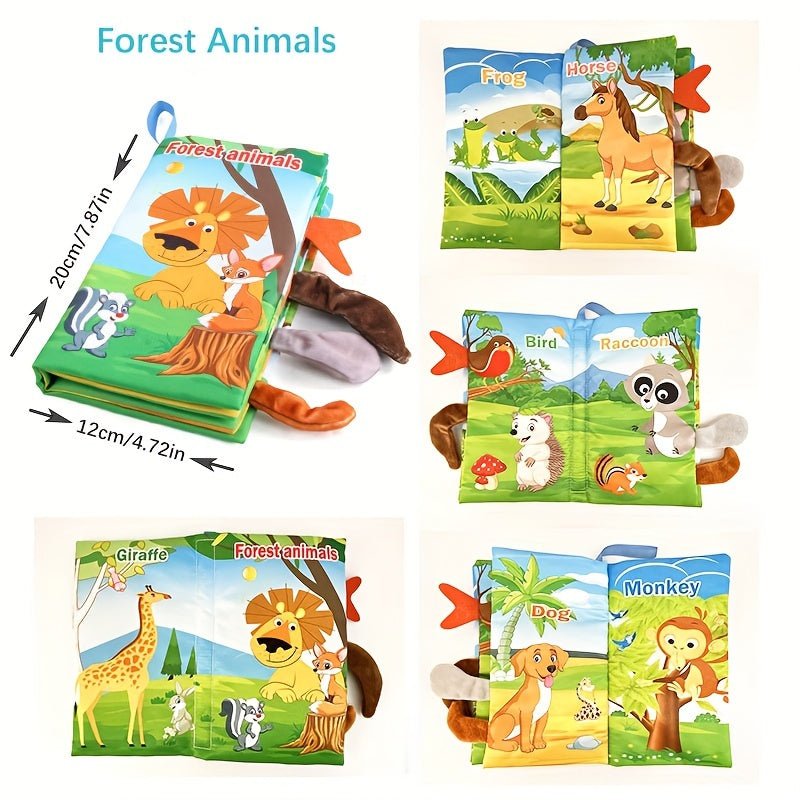 Libro de Tela Interactivo para Aprendizaje Temprano – Desarrollo Multisensorial con Animales Coloridos, 3-8 Años - SACASUSA