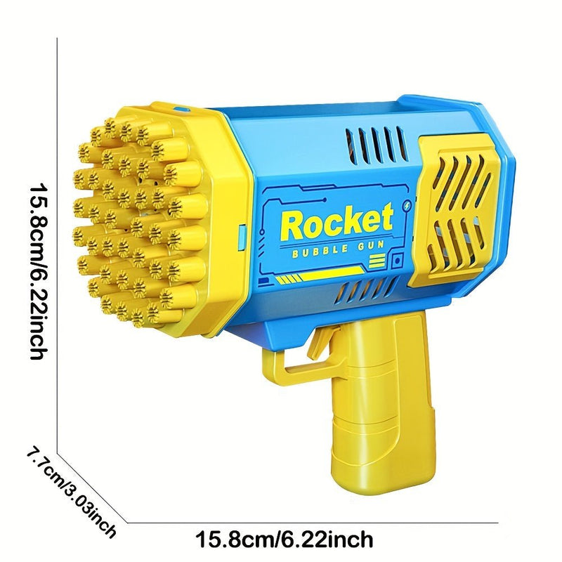 Máquina de Burbujas Gatling LED - 40 Agujeros Alta Volumen, Diversión Portátil para Fiestas y Regalos Infantiles al Aire Libre - SACASUSA