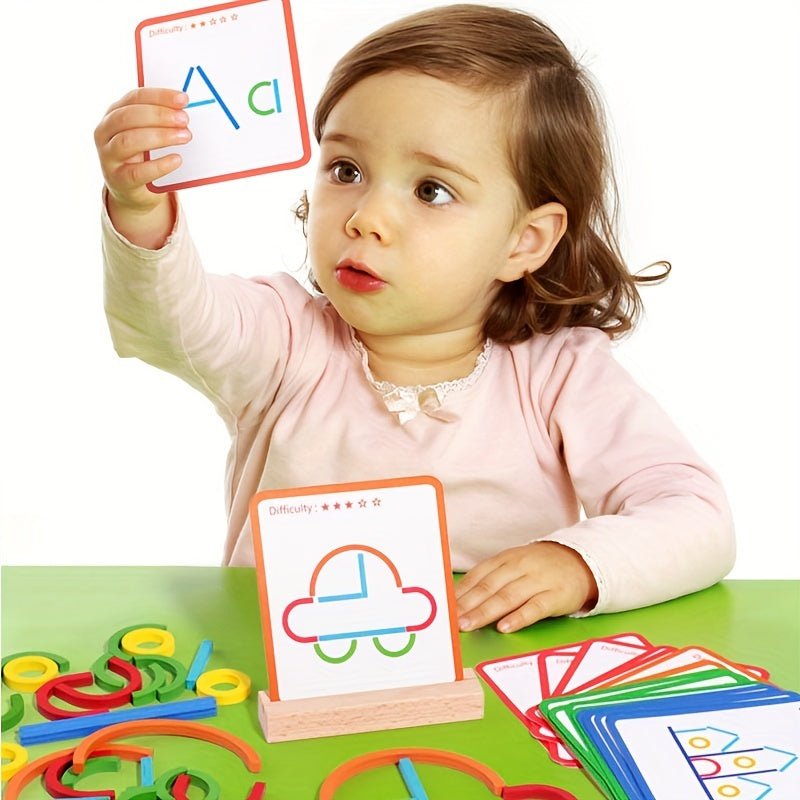 Palos y anillos creativos de madera Juego de inteligencia de rompecabezas Montessori Juguetes educativos para la primera infancia para niños Bloques de construcción, ideal para regalo - SACASUSA