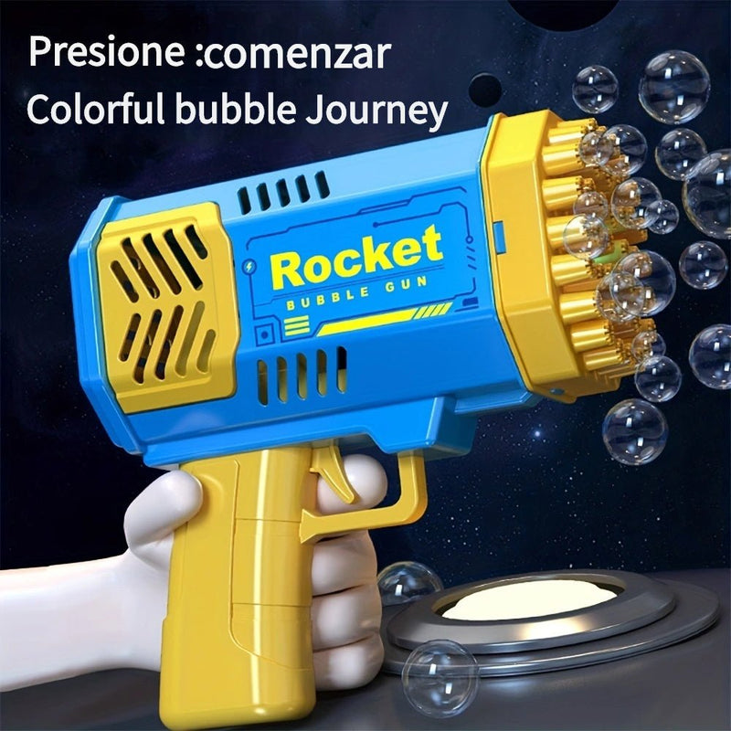 Pistola de Burbujas Gatling para Niños - Blaster Automático de 40 Agujeros con LED, Ideal para Fiestas al Aire Libre y Regalos - SACASUSA