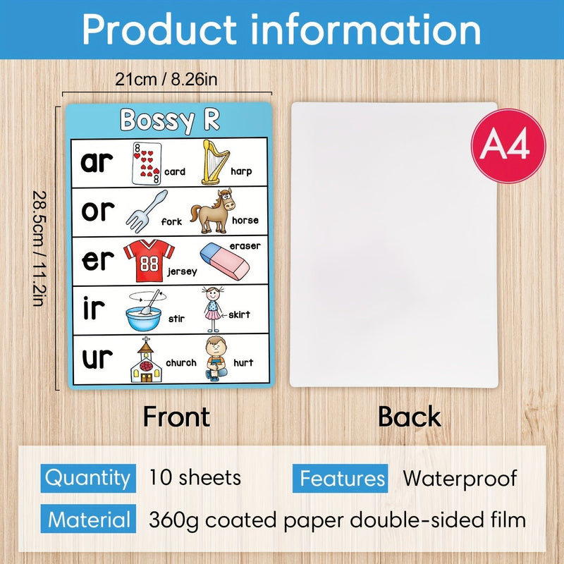 Pósteres Didácticos de Fonética Interactivos, Paquete de 10 A4, Para Niños de 6-12 – Tarjetas Educativas Coloridas para Aprendizaje Atractivo en el Aula - SACASUSA