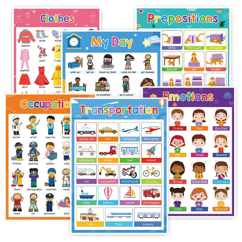 Potencia el Vocabulario con Divertidos y Atractivos Posters A4 para Aprender Inglés: 20 Hojas Temáticas para Niños – Ideal para Preescolar y Casa - SACASUSA