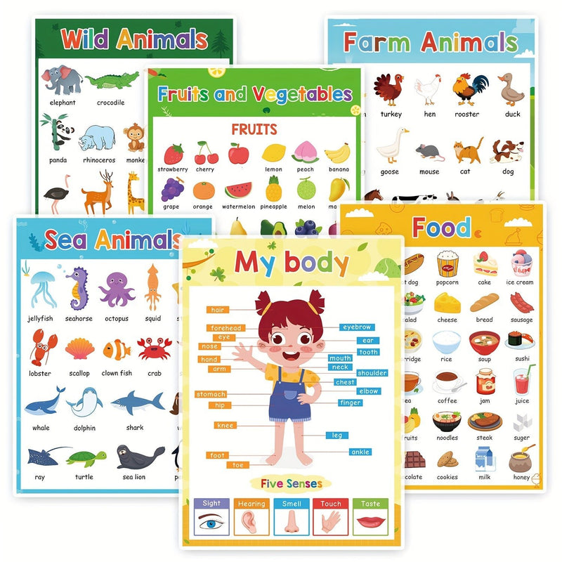 Potencia el Vocabulario con Divertidos y Atractivos Posters A4 para Aprender Inglés: 20 Hojas Temáticas para Niños – Ideal para Preescolar y Casa - SACASUSA