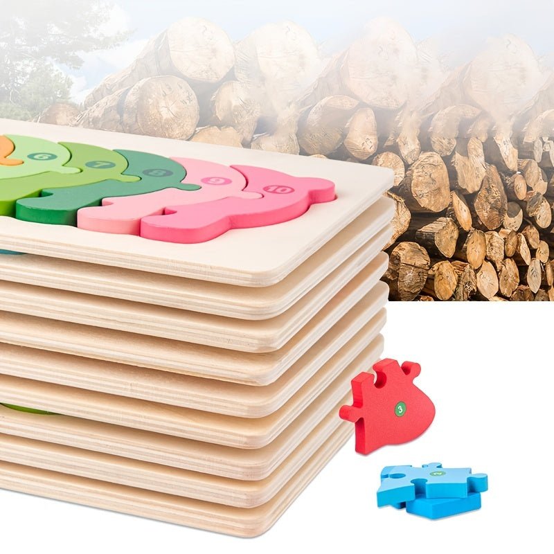 Puzzle de Madera de Animales Educativo y Divertido: Juguete Numerado para Niños con Dinosaurios, Jirafa y Más - Desarrollo de Coordinación y Educación Temprana - SACASUSA