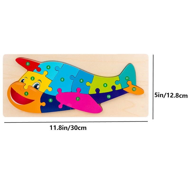 Puzzle de Madera de Animales Educativo y Divertido: Juguete Numerado para Niños con Dinosaurios, Jirafa y Más - Desarrollo de Coordinación y Educación Temprana - SACASUSA