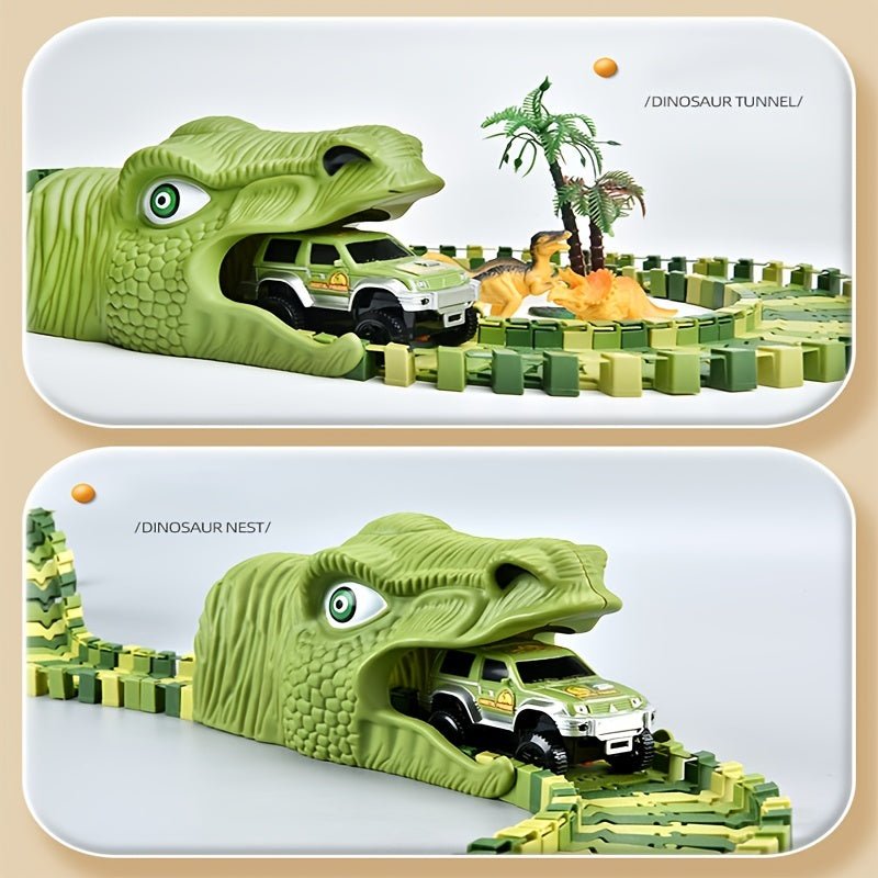 Set de Carreras de Dinosaurios Flex-Track - 120/240 piezas, Coches a Batería, Juguete Educativo y Creativo, Regalo Ideal para Niños - SACASUSA