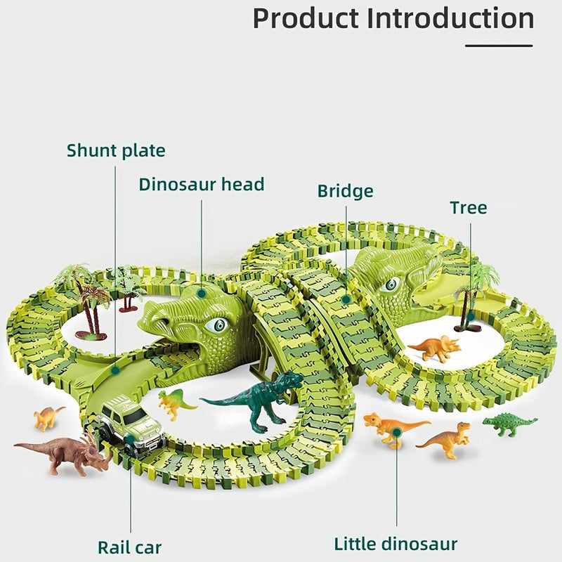 Set de Carreras de Dinosaurios Flex-Track - 120/240 piezas, Coches a Batería, Juguete Educativo y Creativo, Regalo Ideal para Niños - SACASUSA