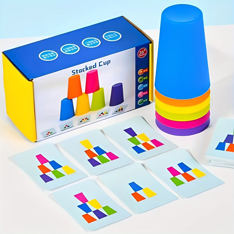 Set de Juego de Lógica y Pensamiento Montessori de 50pcs para Niños - Vasos Apilables Entretenidos para Juego Educativo | Regalo Ideal para Navidad, Halloween, Acción de Gracias - SACASUSA