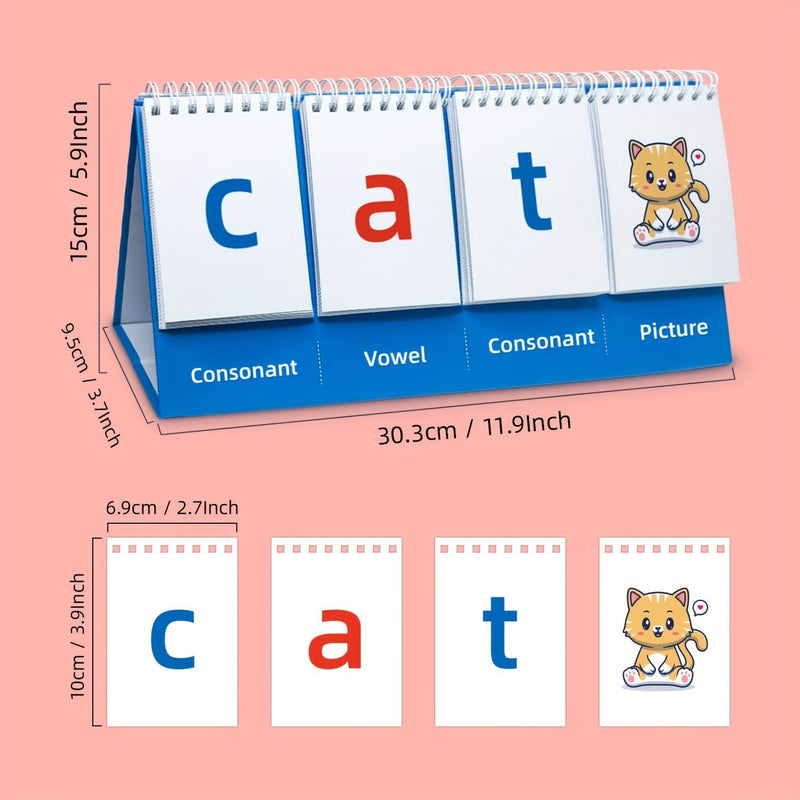 Set Dinámico de Constructor de Palabras CVC: 80 Tarjetas Flash a Doble Cara, Calendario de Mesa Interactivo, Herramienta Esencial de Letramiento para Casa y Aula - SACASUSA