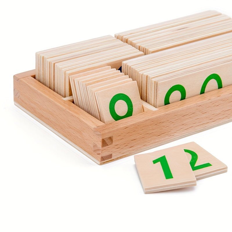 Tarjetas de números de madera Montessori para educación temprana, tamaño 1-9000, madera natural con corazones de madera marrón ocasionales, perfectas para material didáctico de jardín de infantes, regalo de Halloween, Navidad y Día de Acción de Gracias - SACASUSA