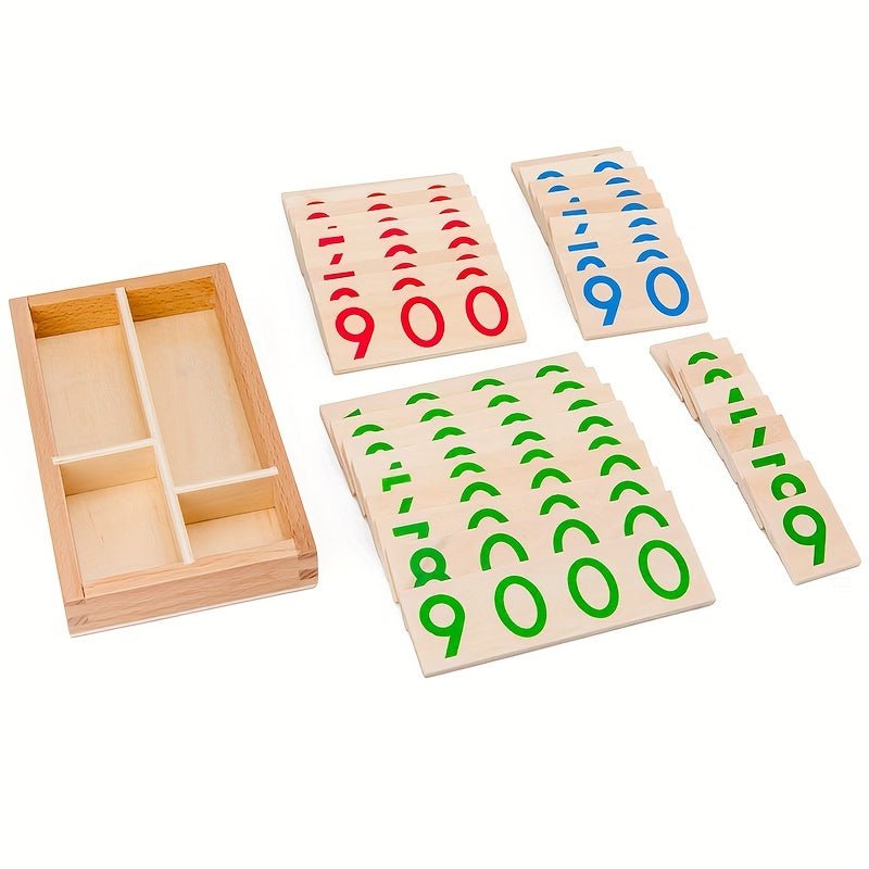 Tarjetas de números de madera Montessori para educación temprana, tamaño 1-9000, madera natural con corazones de madera marrón ocasionales, perfectas para material didáctico de jardín de infantes, regalo de Halloween, Navidad y Día de Acción de Gracias - SACASUSA