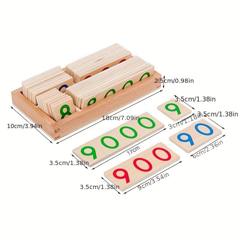 Tarjetas de números de madera Montessori para educación temprana, tamaño 1-9000, madera natural con corazones de madera marrón ocasionales, perfectas para material didáctico de jardín de infantes, regalo de Halloween, Navidad y Día de Acción de Gracias - SACASUSA