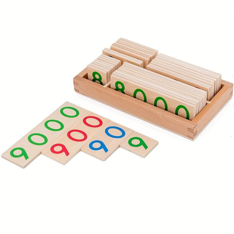 Tarjetas de números de madera Montessori para educación temprana, tamaño 1-9000, madera natural con corazones de madera marrón ocasionales, perfectas para material didáctico de jardín de infantes, regalo de Halloween, Navidad y Día de Acción de Gracias - SACASUSA