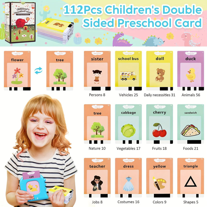 Tarjetas Didácticas Hablantes y Ecológicas para Niños - 224 Palabras Visuales, Recargables, Juguete Educativo Montessori, Ideal para Autismo y Regalos Educativos - SACASUSA