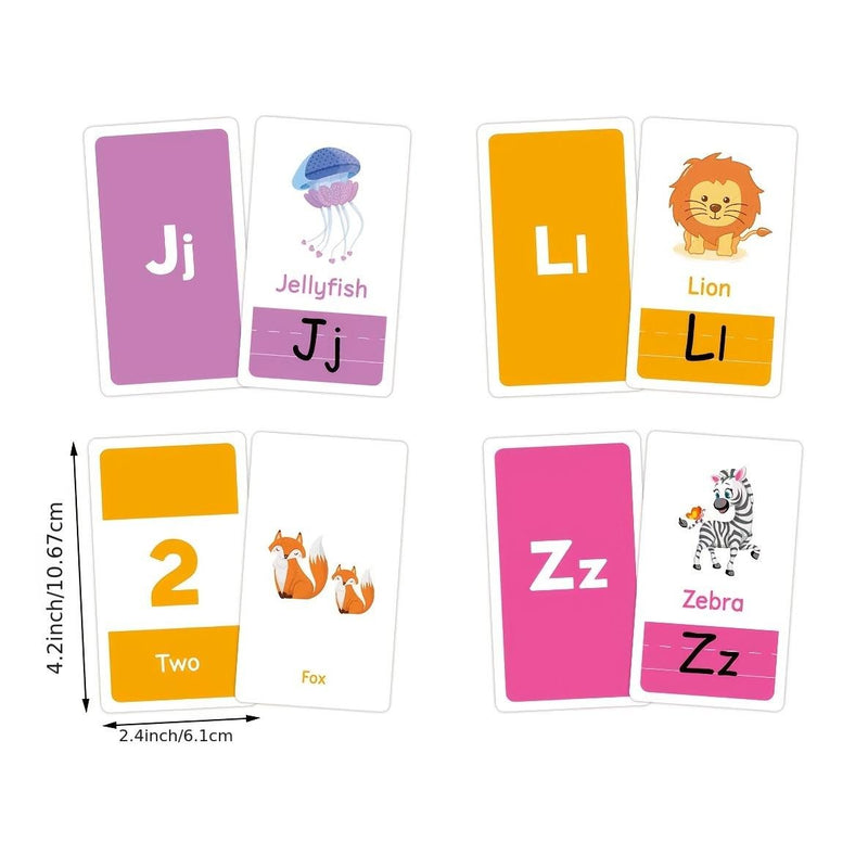 Tarjetas Educativas Preescolares - ABC, Números, Animales y Conceptos, 3-6 Años, Kit Interactivo de Aprendizaje de 58 piezas - SACASUSA