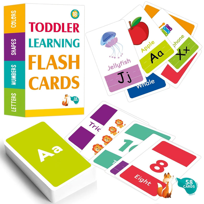 Tarjetas Educativas Preescolares - ABC, Números, Animales y Conceptos, 3-6 Años, Kit Interactivo de Aprendizaje de 58 piezas - SACASUSA