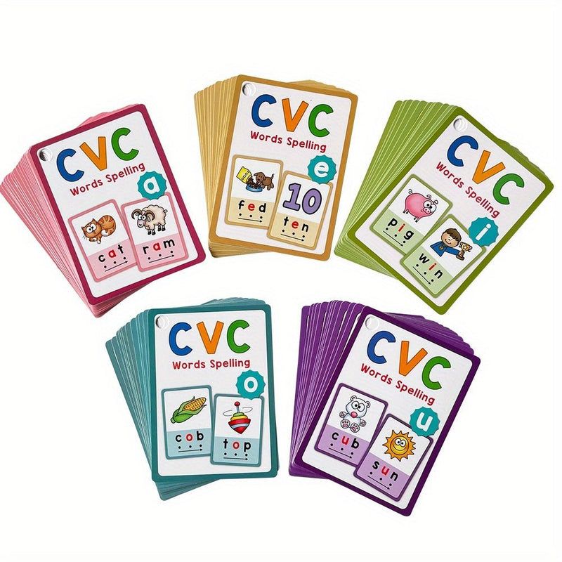 Tarjetas Flash De Palabras Fonéticas CVC En Inglés, Tarjetas Flash Educativas Montessori Para Niños Pequeños, Tarjetas De Palabras De Aprendizaje A La Vista, 130 - SACASUSA