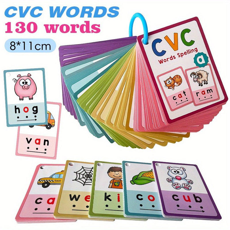 Tarjetas Flash De Palabras Fonéticas CVC En Inglés, Tarjetas Flash Educativas Montessori Para Niños Pequeños, Tarjetas De Palabras De Aprendizaje A La Vista, 130 - SACASUSA