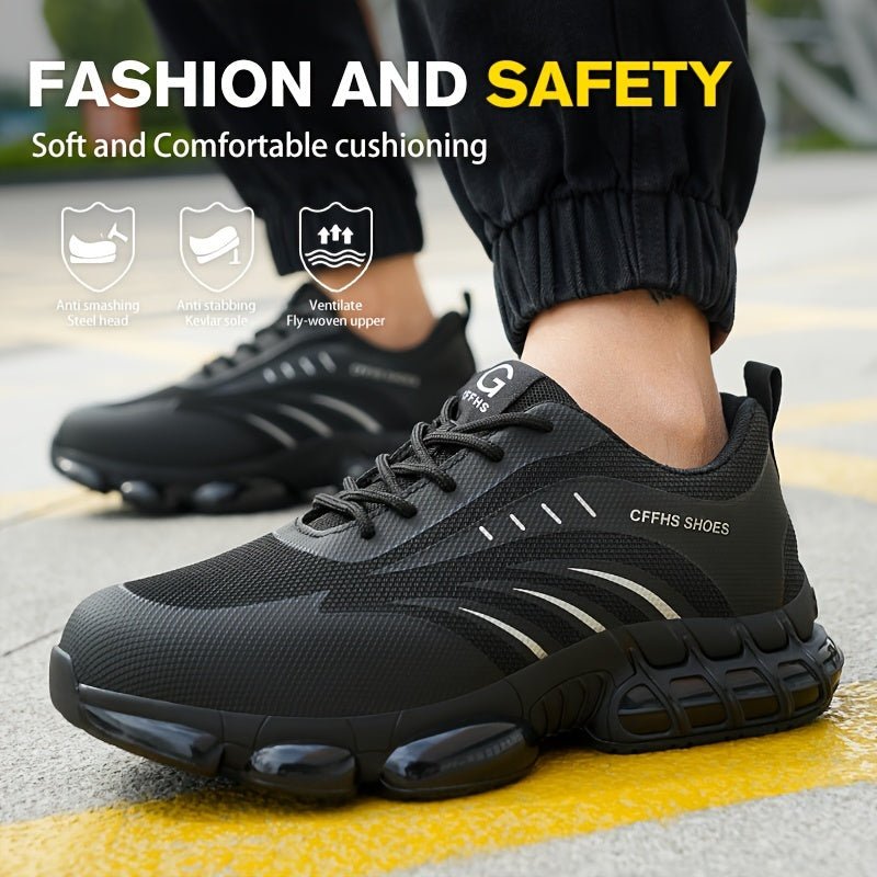 Zapatos De Seguridad Con Punta De Acero Para Hombres De Talla Grande, Cómodos Con Cordones, Perfectos Para Actividades De Seguridad En La Construcción Y Entrenamiento - SACASUSA