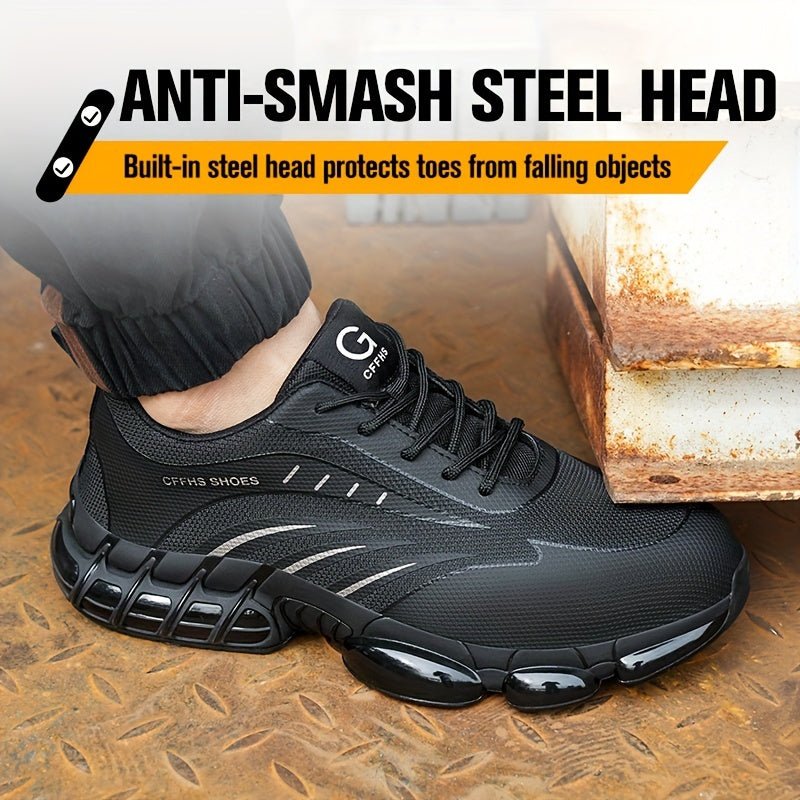 Zapatos De Seguridad Con Punta De Acero Para Hombres De Talla Grande, Cómodos Con Cordones, Perfectos Para Actividades De Seguridad En La Construcción Y Entrenamiento - SACASUSA