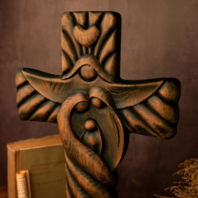 1 Cruz De Pared, Cruz De Pared De La Sagrada Familia, Cruz De Madera, Arte Religioso, Decoración De Pared De La Habitación Del Hogar, Regalo Para Familiares Y Amigos, Regalo De Vacaciones, Suministros De Pascua, Suministros Para El Hogar - SACASUSA