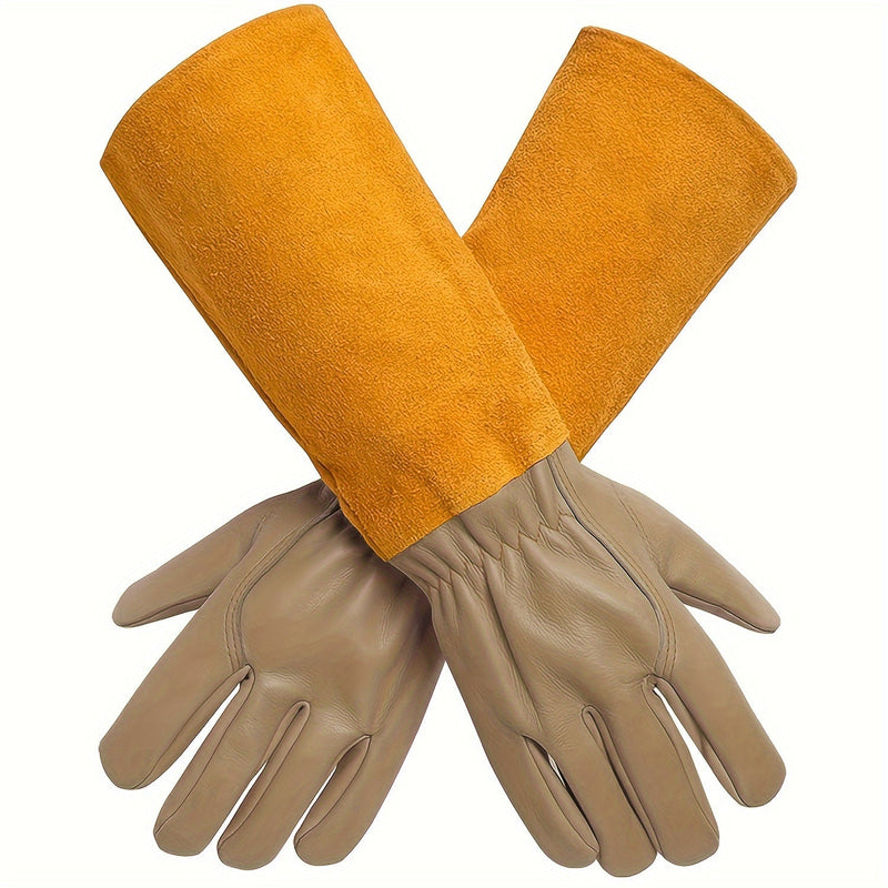 1 Par De Guantes De Jardín, Para Mujeres/hombres, Guantes De Jardinería De Cuero De Vaca Duraderos A Prueba De Cortes Y Espinas De Poda De Rosas Para Podar Cactus, Rosas Y Arbustos Espinosos - SACASUSA