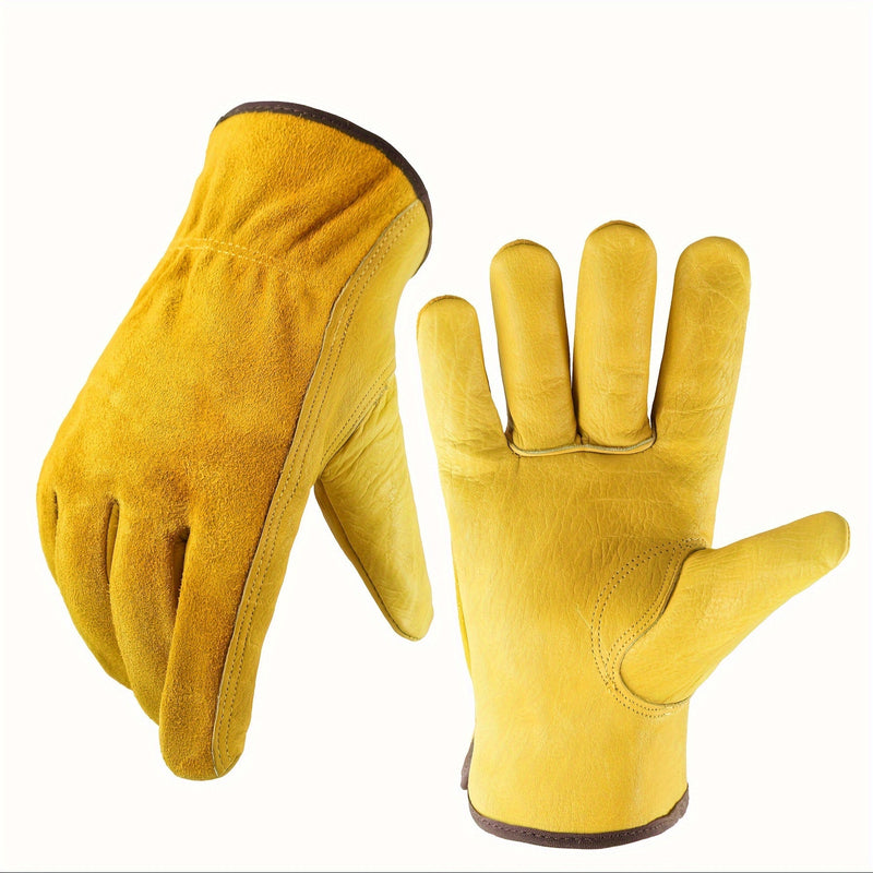 1 Par De Guantes De Trabajo Y Conducción De Cuero Dividido Sin Forro, Para Trabajos Pesados, Conducción De Camiones, Almacén, Jardinería, Guantes De Jardín Para Excavar, Plantar, Deshierbar, Sembrar, Proteger Uñas Y Dedos, Guantes Sin Dedos - SACASUSA