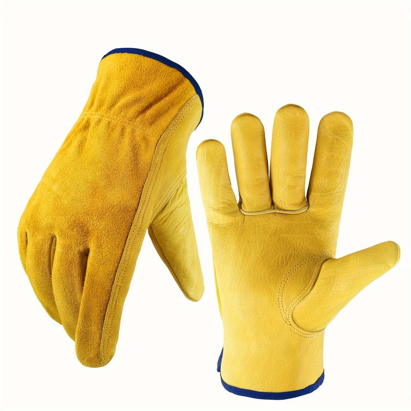 1 Par De Guantes De Trabajo Y Conducción De Cuero Dividido Sin Forro, Para Trabajos Pesados, Conducción De Camiones, Almacén, Jardinería, Guantes De Jardín Para Excavar, Plantar, Deshierbar, Sembrar, Proteger Uñas Y Dedos, Guantes Sin Dedos - SACASUSA