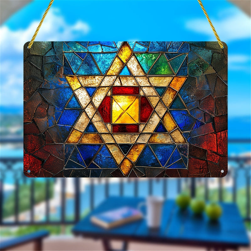 1 Pieza, Atrapasol De Estrella De David, Colgante De Ventana De Vidrio Manchado, Letrero Acrílico, Regalos Para Mujeres, Decoración De Primavera, Letrero Rectangular, Letrero De Corona, Centro De Corona, Regalo De Inauguración - SACASUSA