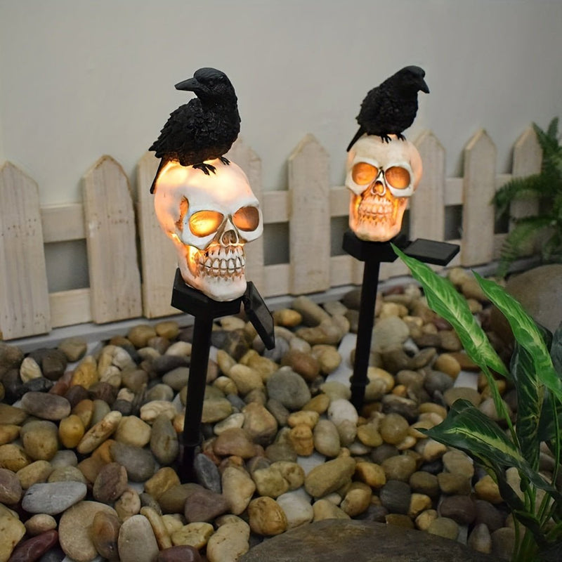 1 Pieza De Luz De Jardín De Calavera, Luz De Estaca De Calavera Antigua, Luz De Césped De Halloween, Carga Solar, Para Patio, Jardín, Pasarela, Decoración De Fiesta De Halloween - SACASUSA