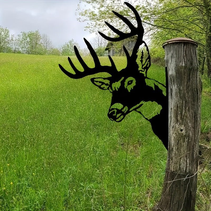 1 Pieza De Silueta De Hierro Con Forma De Ciervo, Animales De Granja, Ganado, Cabra, Caballo, Pollo, Arte De Pared De Metal, Adorno De Valla De Jardín Al Aire Libre, Decoración De Patio - SACASUSA