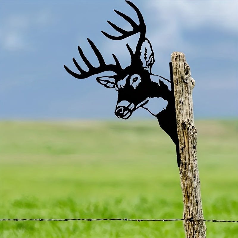 1 Pieza De Silueta De Hierro Con Forma De Ciervo, Animales De Granja, Ganado, Cabra, Caballo, Pollo, Arte De Pared De Metal, Adorno De Valla De Jardín Al Aire Libre, Decoración De Patio - SACASUSA