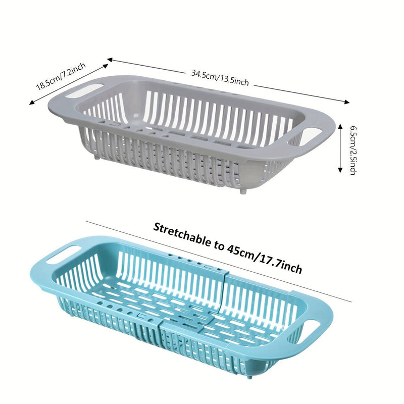 1 pza estante de drenaje retráctil, cesta de cocina, estante de plástico para platos, cesta de filtro de lavabo vegetal de 13,5 pulgadas/34,2 cm, 7,2 pulgadas/18,2 cm, 2,5 pulgadas/6,3 cm - SACASUSA